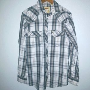 Larry Mahan S Western Mens Pearl Snap Black Plaid Shirt Cowboy Collection